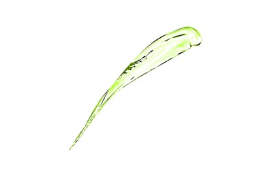 Image of Splash of green water in air on white background