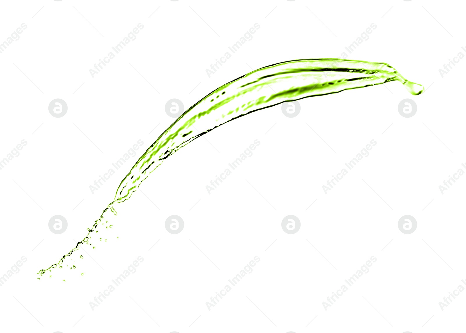 Splash of green water in air on white background Image of Splash of green water in air on white background