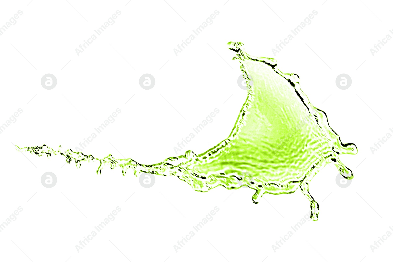 Splash of green water in air on white background Image of Splash of green water in air on white background
