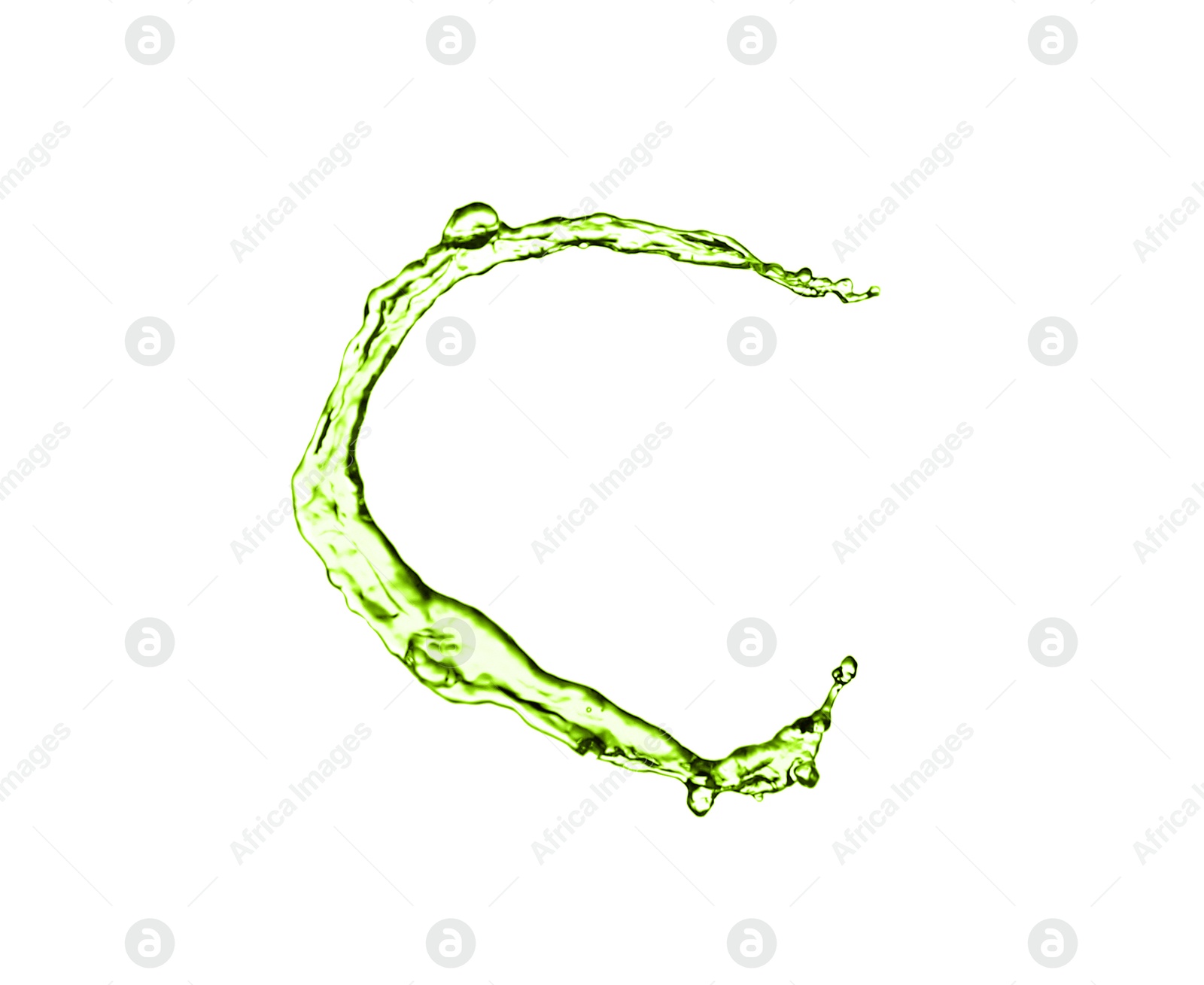 Splash of green water in air on white background Image of Splash of green water in air on white background