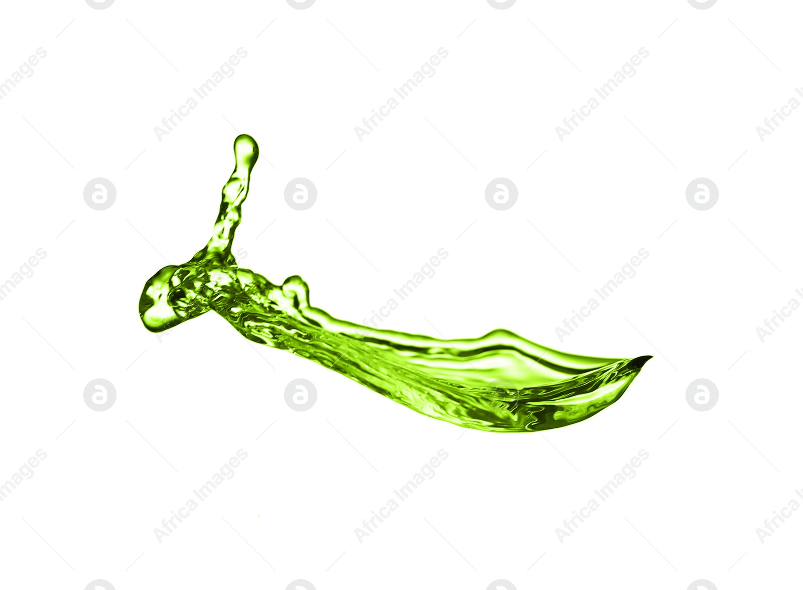 Splash of green water in air on white background Image of Splash of green water in air on white background