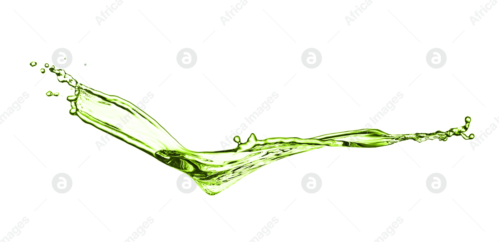 Splash of green water in air on white background Image of Splash of green water in air on white background