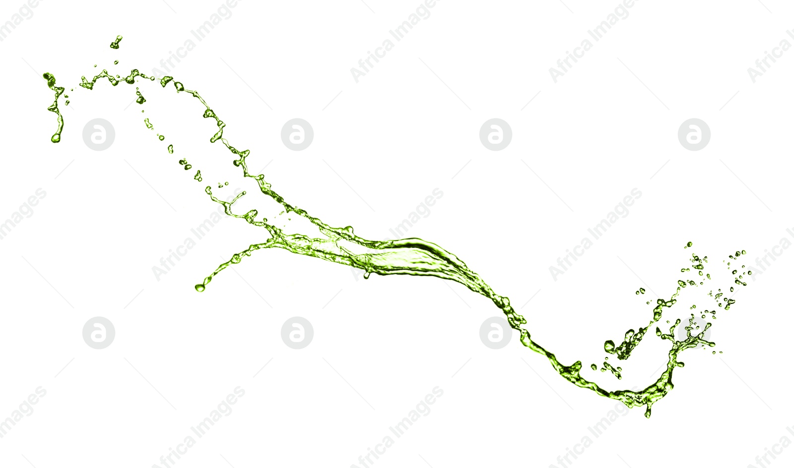 Splash of green water in air on white background Image of Splash of green water in air on white background