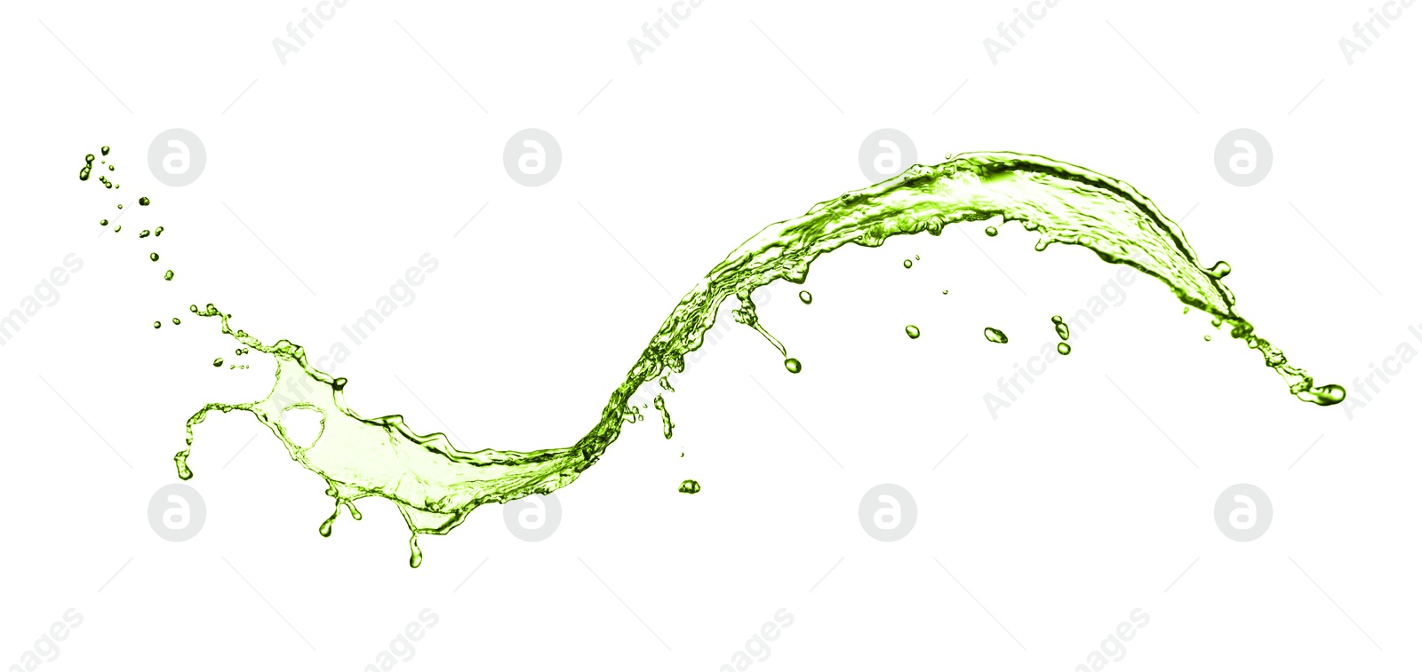 Splash of green water in air on white background Image of Splash of green water in air on white background