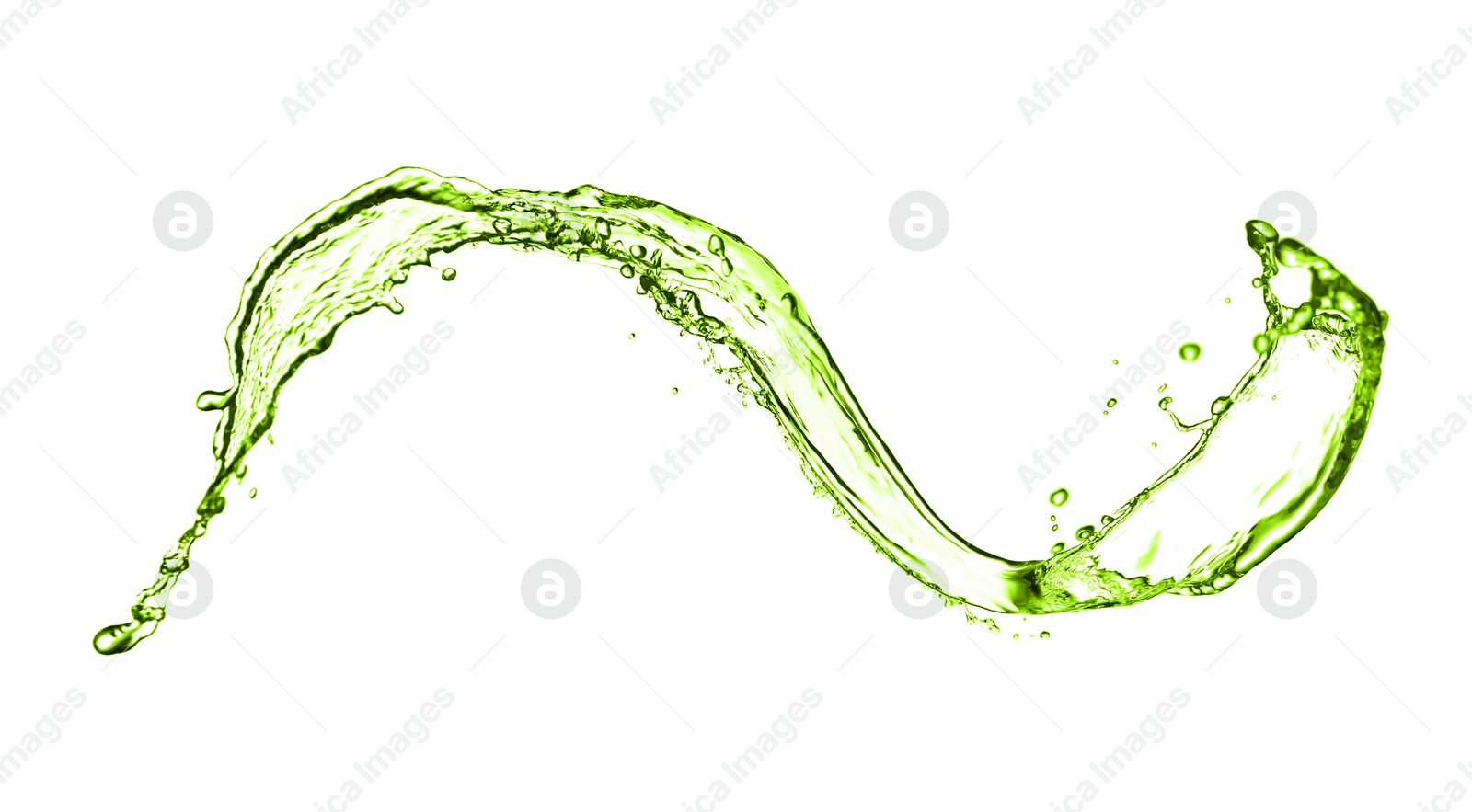 Splash of green water in air on white background Image of Splash of green water in air on white background