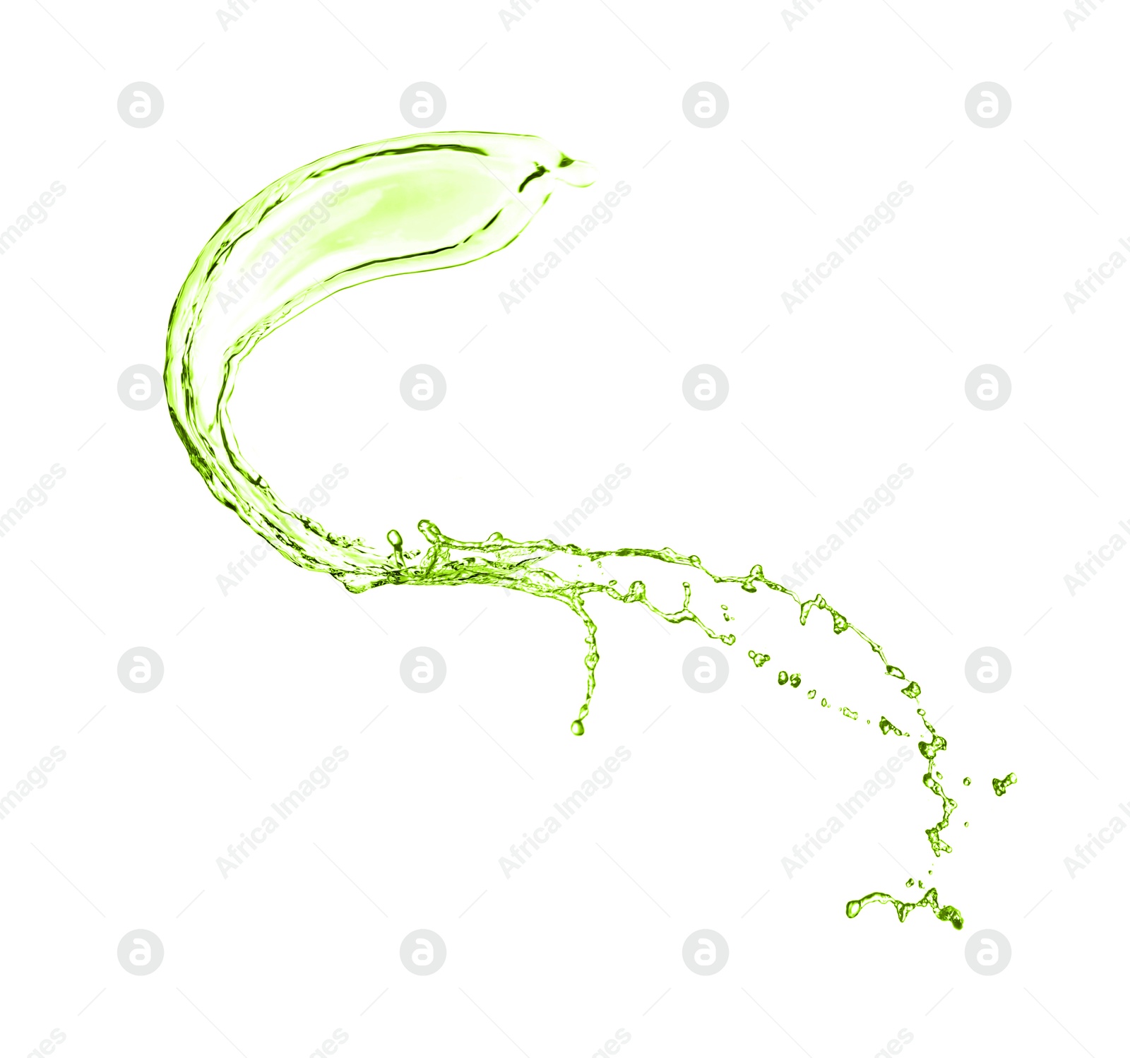 Splash of green water in air on white background Image of Splash of green water in air on white background