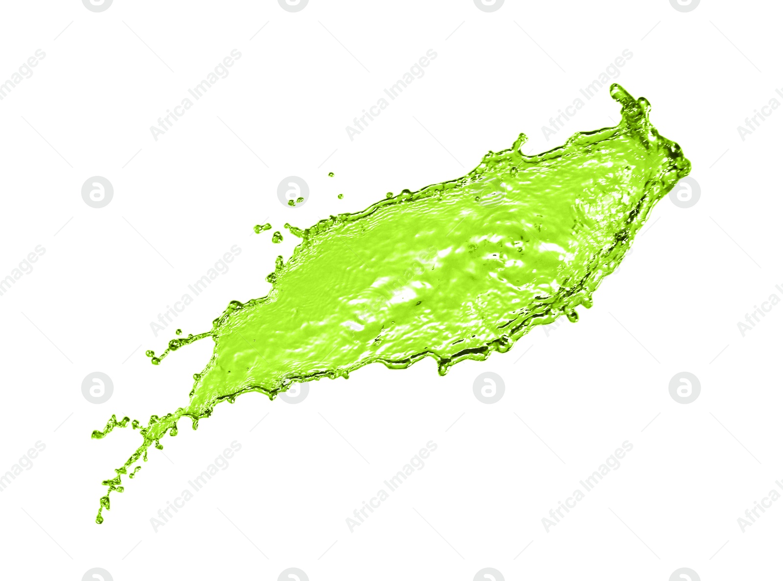 Splash of green water in air on white background Image of Splash of green water in air on white background