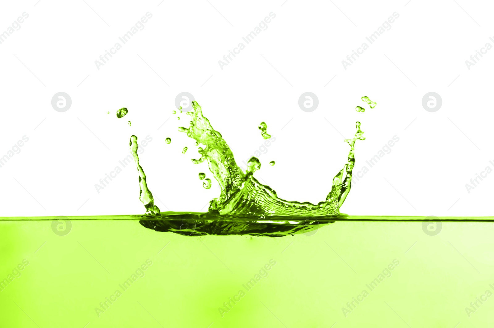 Beautiful green water splashing against white background Image of Beautiful green water splashing against white background