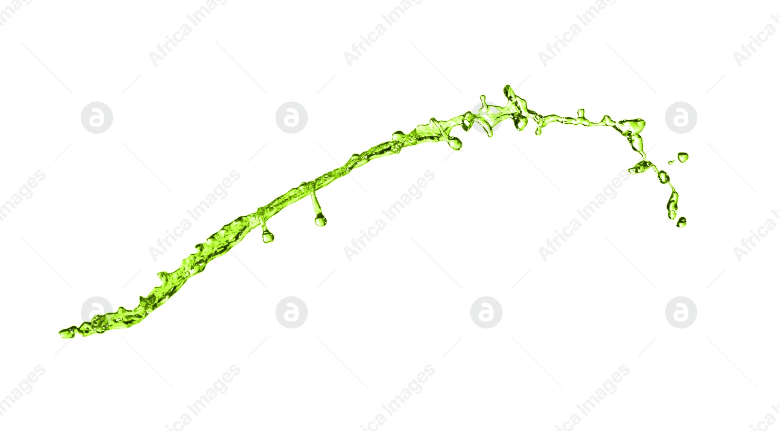 Splash of green water in air on white background Image of Splash of green water in air on white background