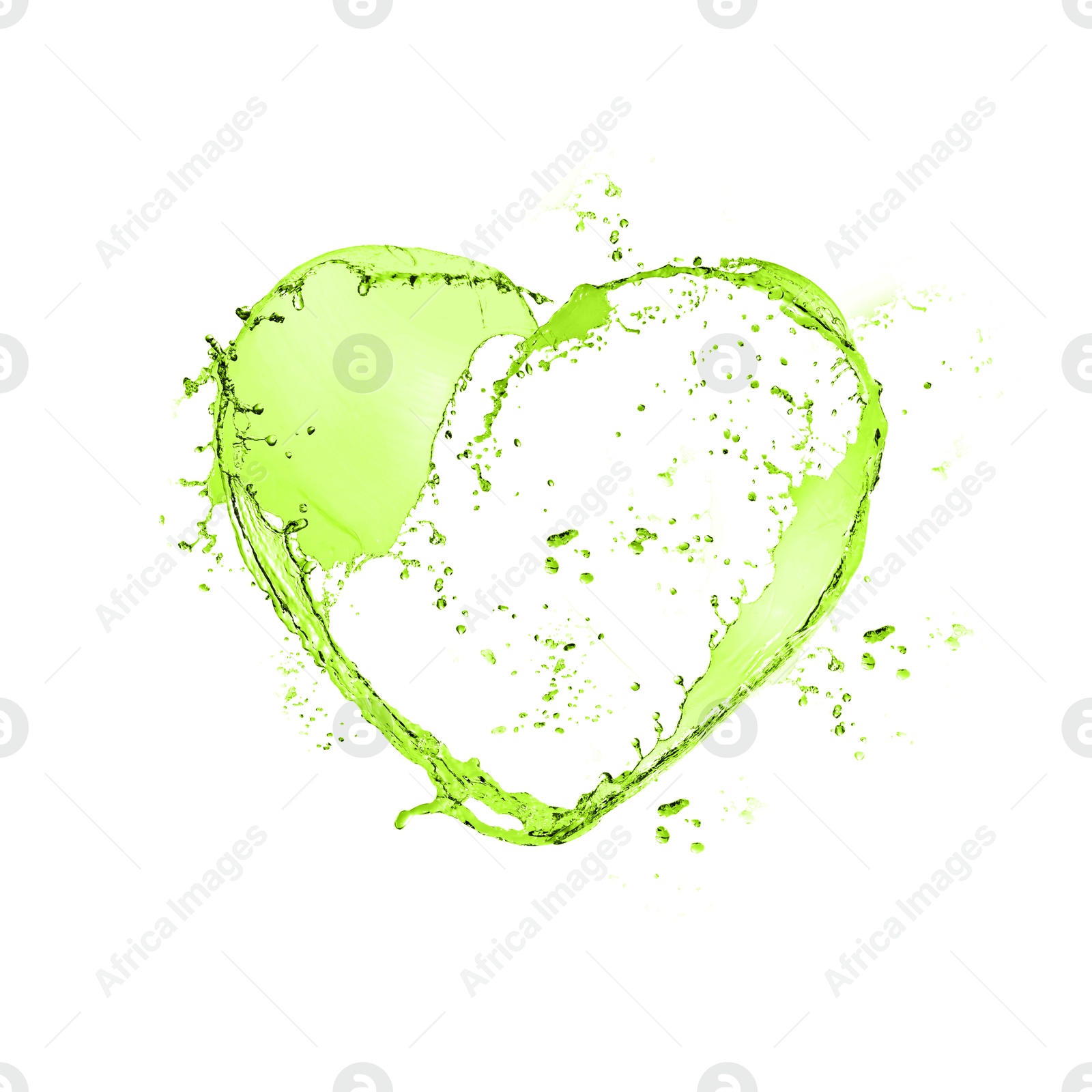 Splash of green water in air on white background Image of Splash of green water in air on white background