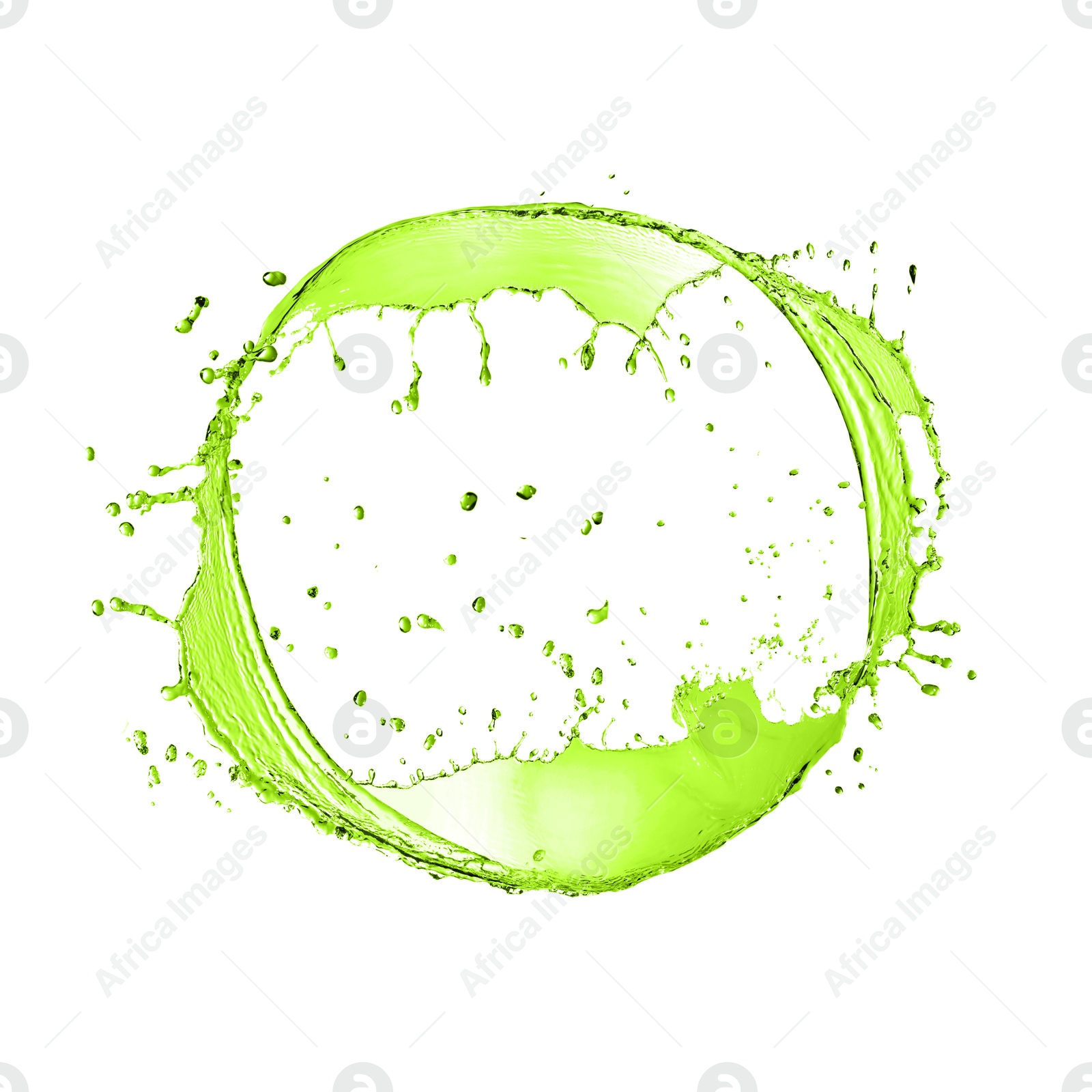 Splash of green water in air on white background Image of Splash of green water in air on white background