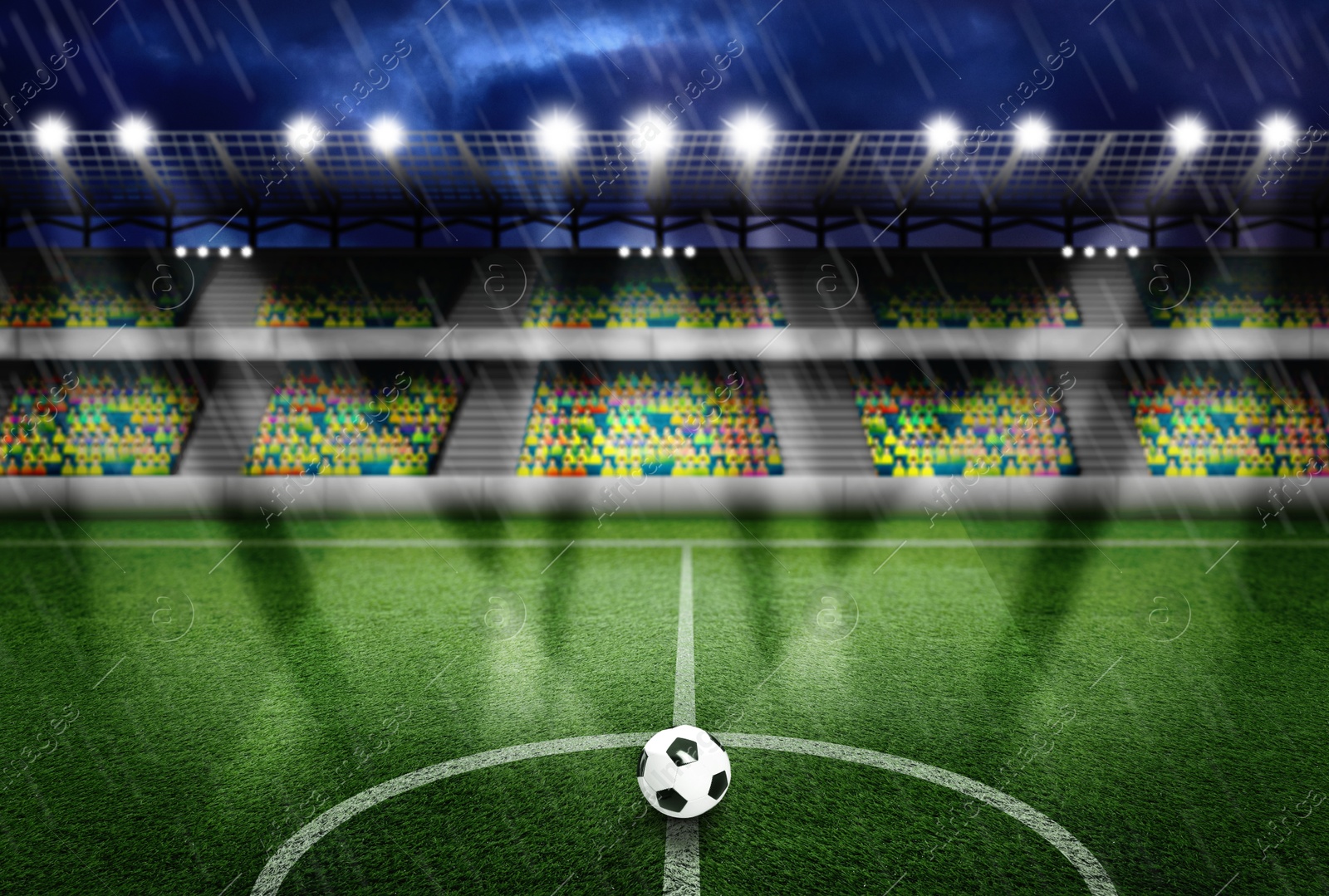 Soccer ball on football field at stadium Image of Soccer ball on football field at stadium