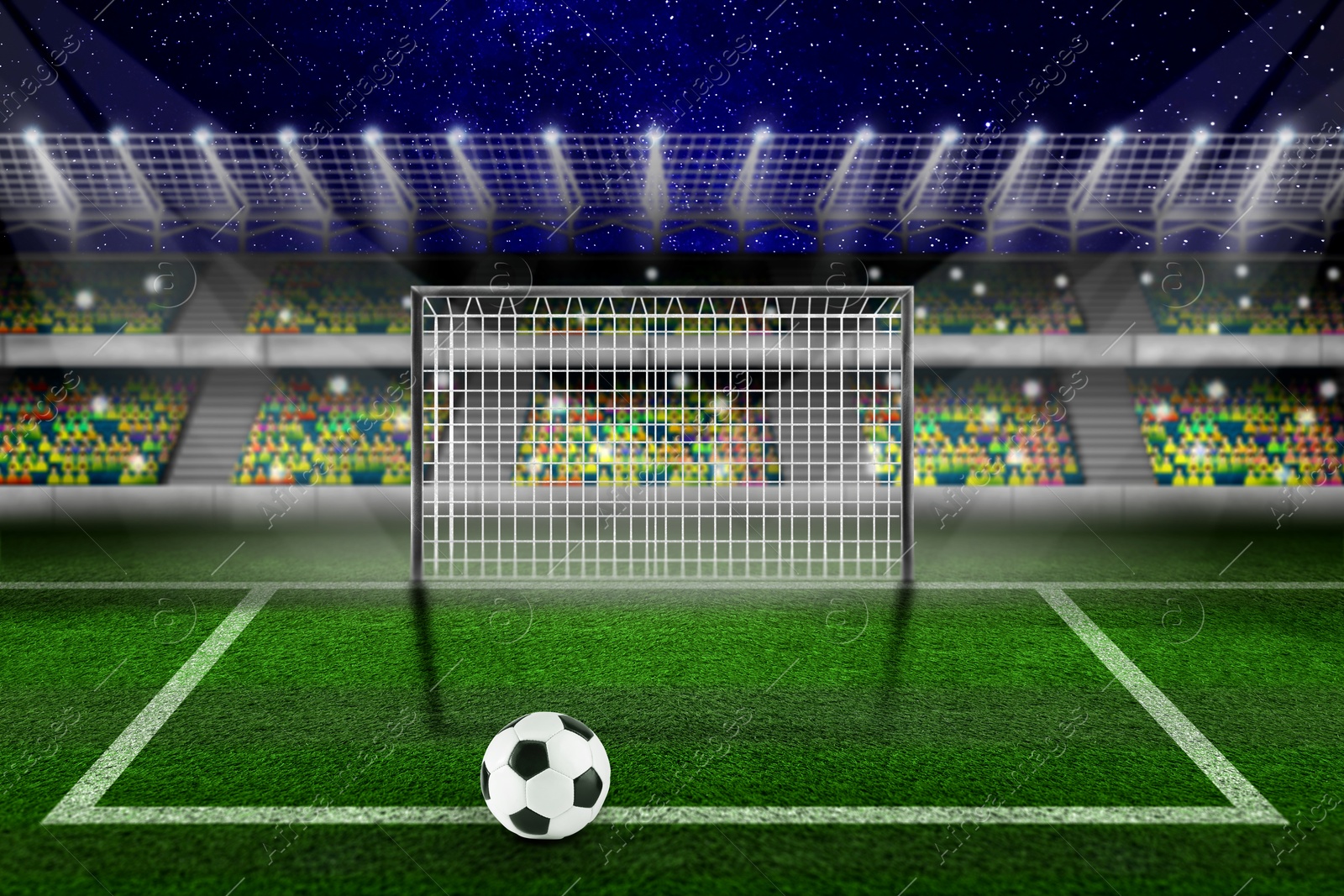 Soccer ball on football field at stadium Image of Soccer ball on football field at stadium
