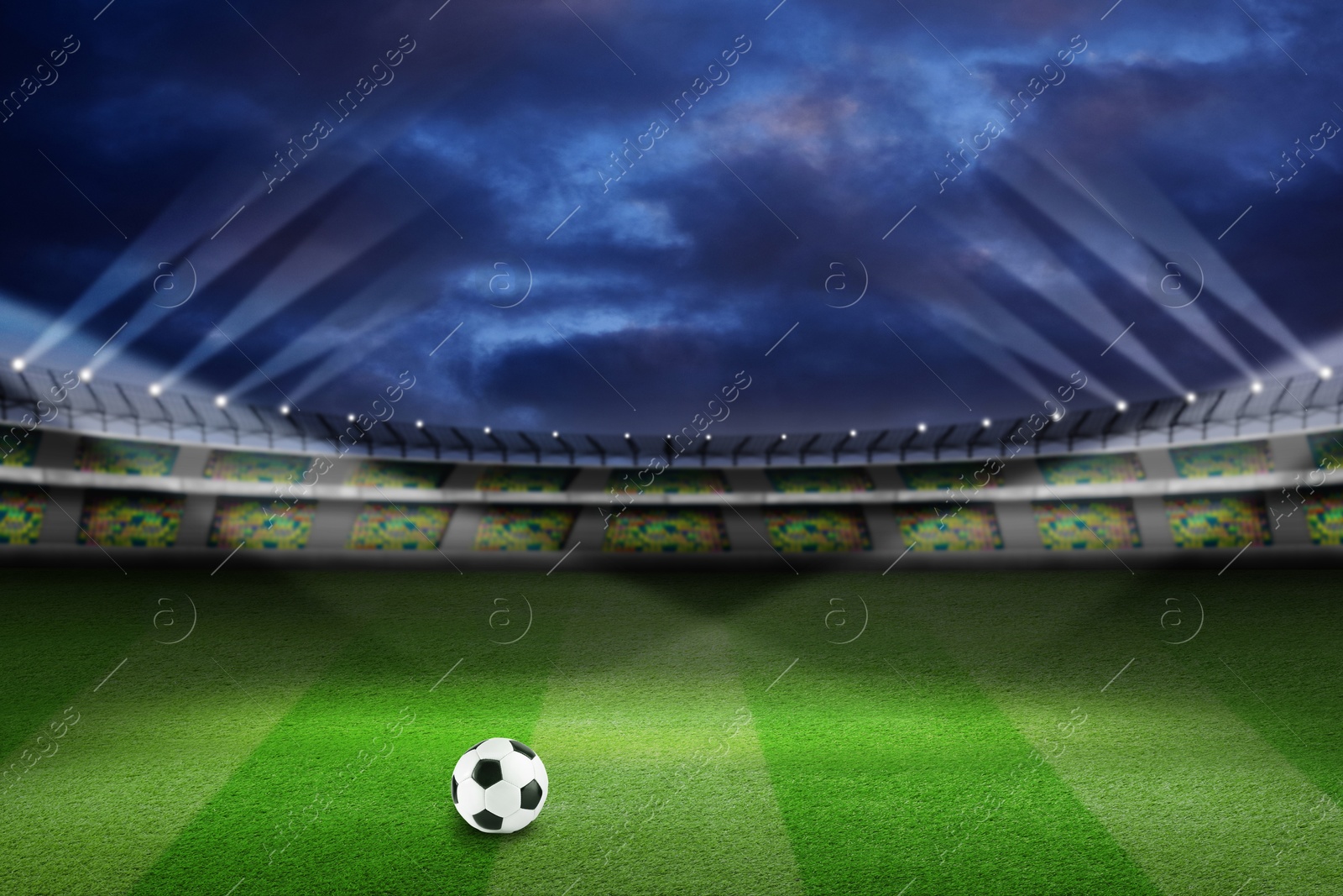 Soccer ball on football field at stadium Image of Soccer ball on football field at stadium