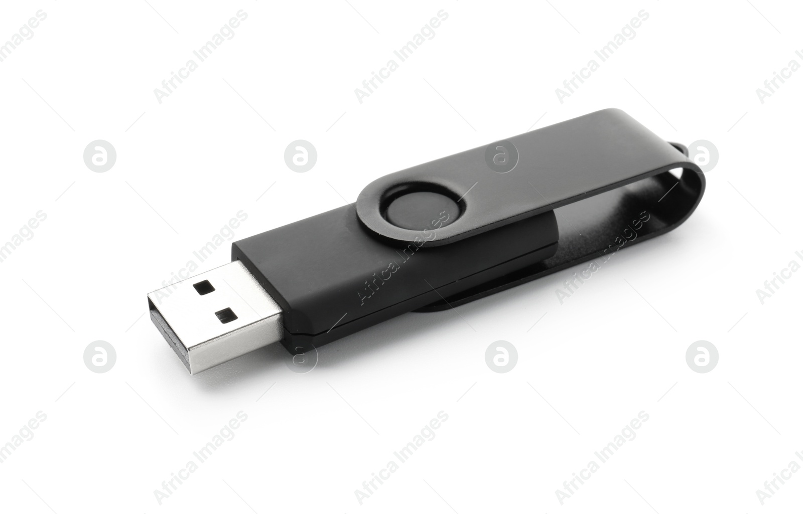 One modern flash drive isolated on white Photo of One modern flash drive isolated on white