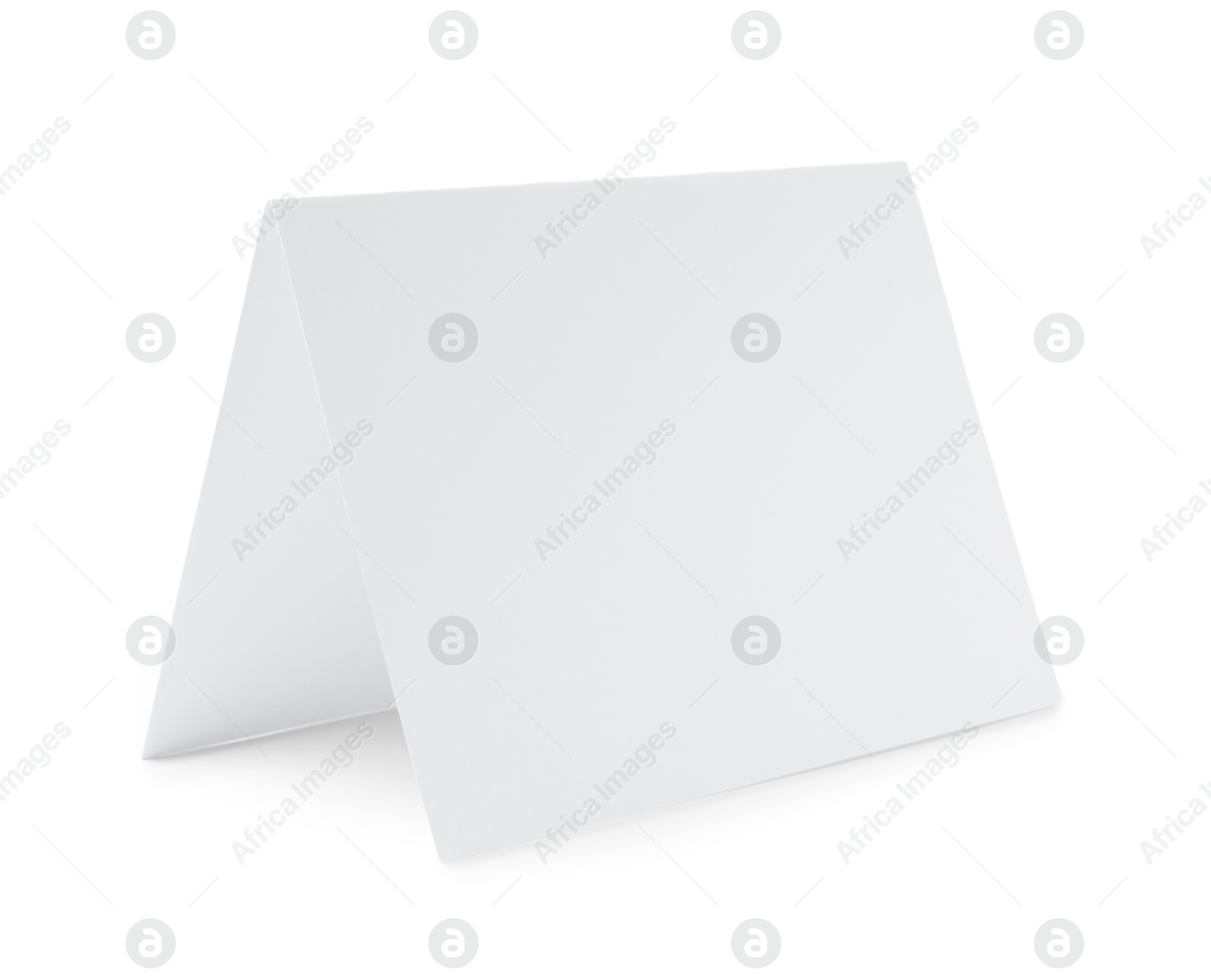 Photo of One blank greeting card on white background