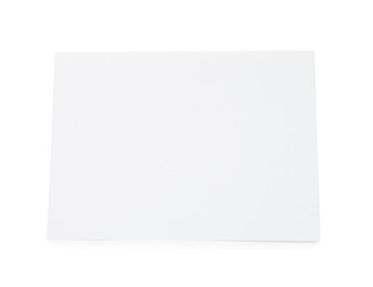 Photo of One blank greeting card on white background