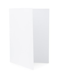 Photo of One blank greeting card on white background