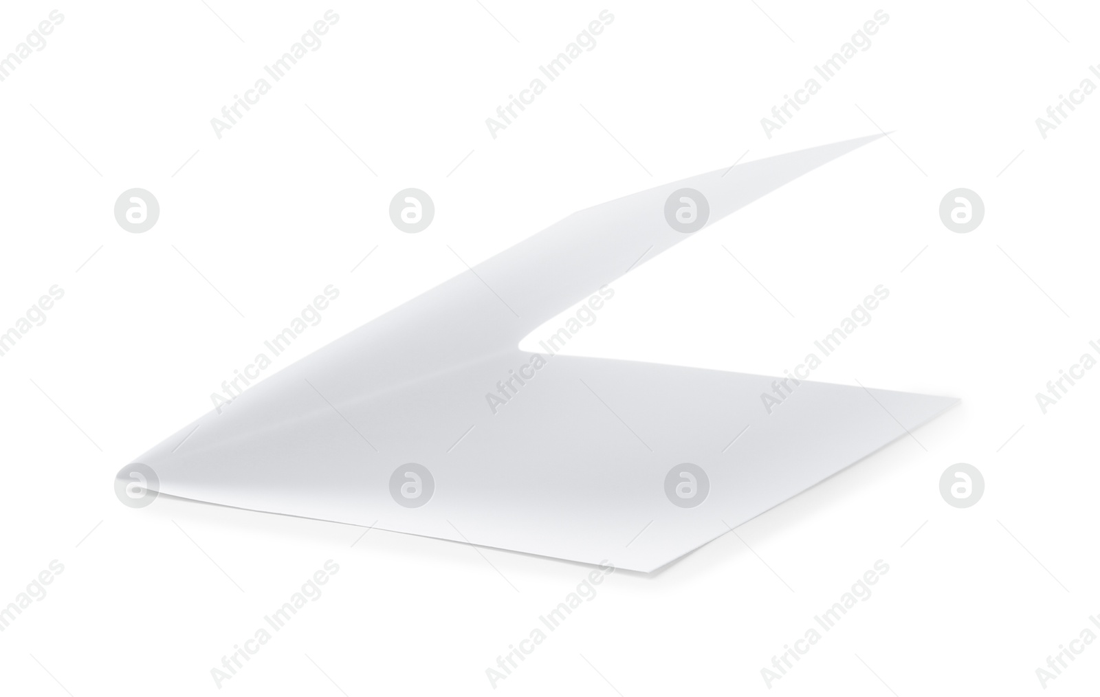 Photo of One blank greeting card on white background