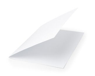 Photo of One blank greeting card on white background