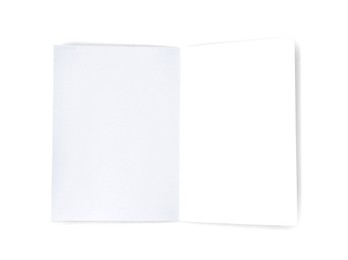 Photo of One blank greeting card on white background, top view