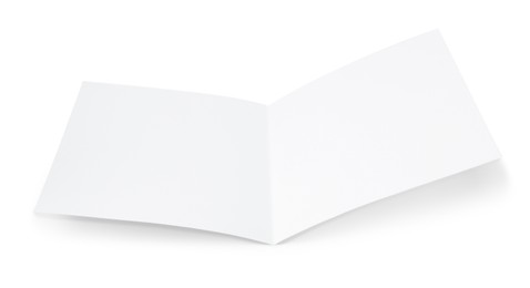 Photo of One blank greeting card on white background