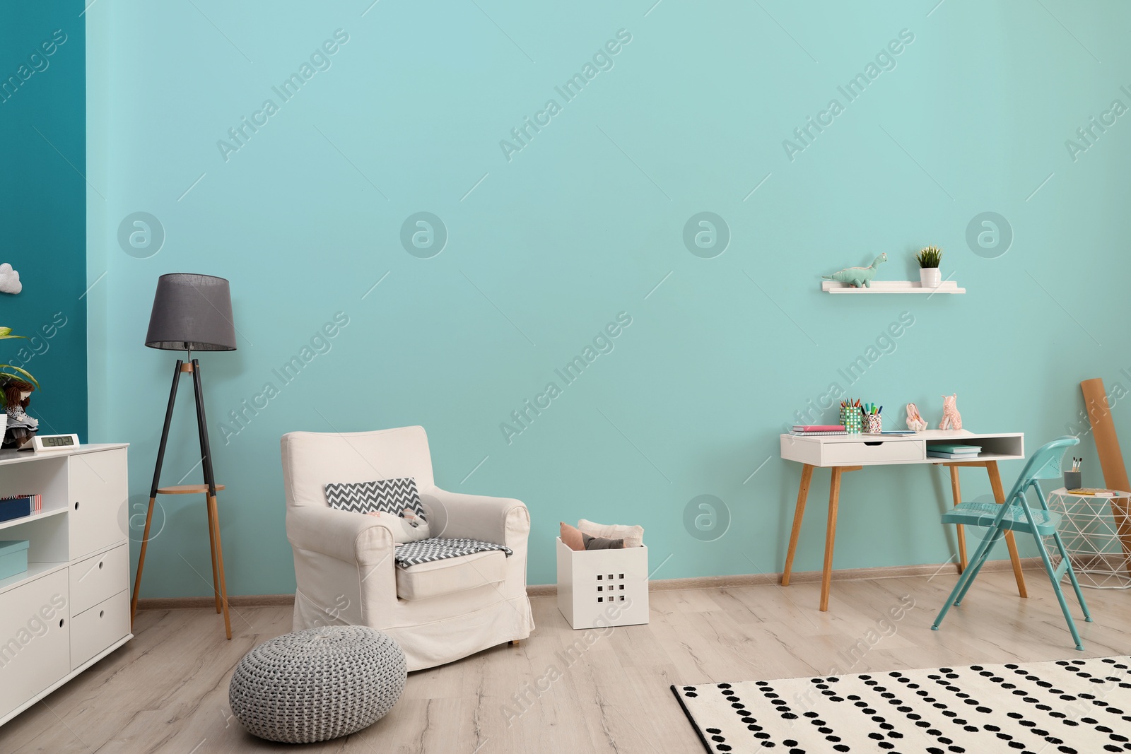 Modern children's room with stylish furniture. Stylish interior Image of Modern children's room with stylish furniture. Stylish interior