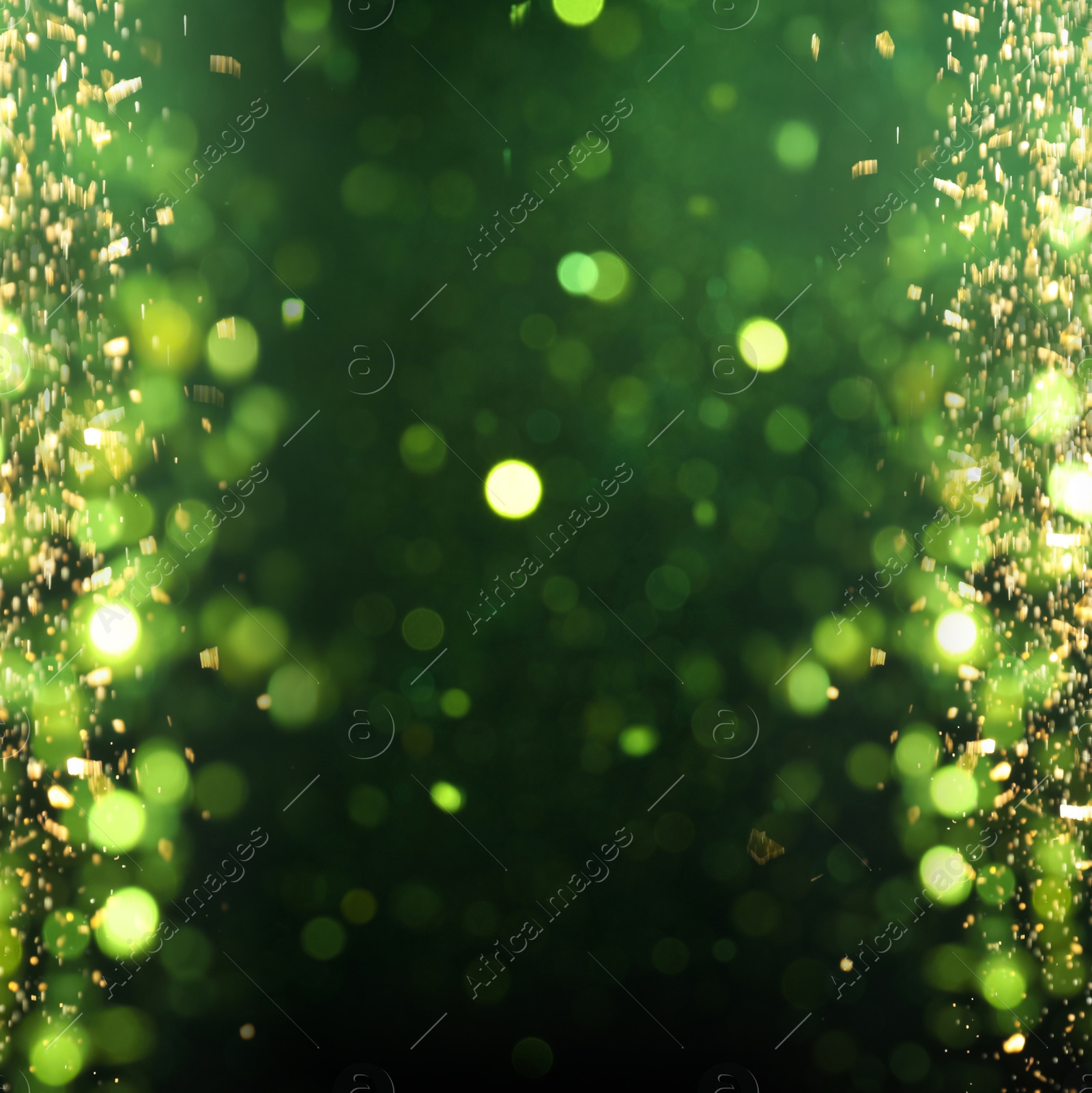 Sparkling glitter on dark green gradient background, bokeh. Abstract festive backdrop Image of Sparkling glitter on dark green gradient background, bokeh. Abstract festive backdrop