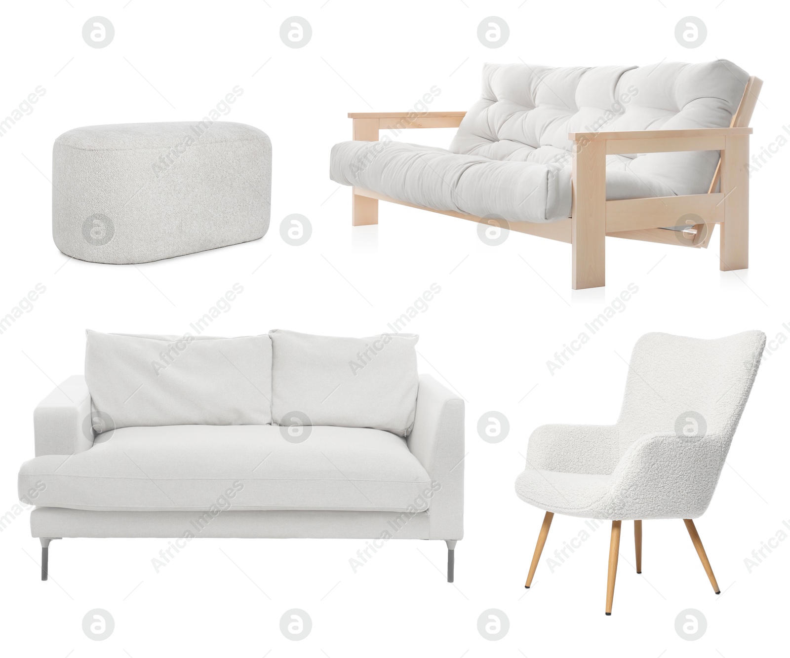 Different white furniture isolated on white, set Image of Different white furniture isolated on white, set