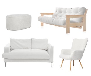 Image of Different white furniture isolated on white, set
