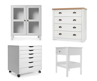 Image of Different white furniture isolated on white, set