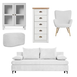 Image of Different white furniture isolated on white, set