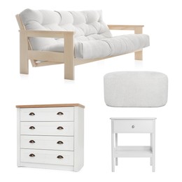 Image of Different white furniture isolated on white, set