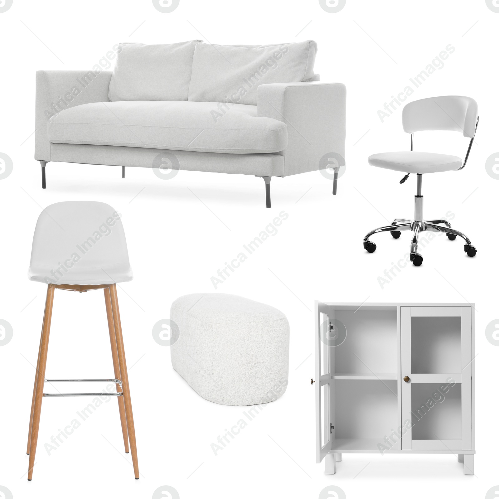 Different white furniture isolated on white, set Image of Different white furniture isolated on white, set