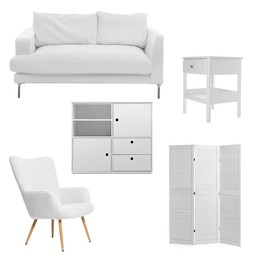 Image of Different white furniture isolated on white, set