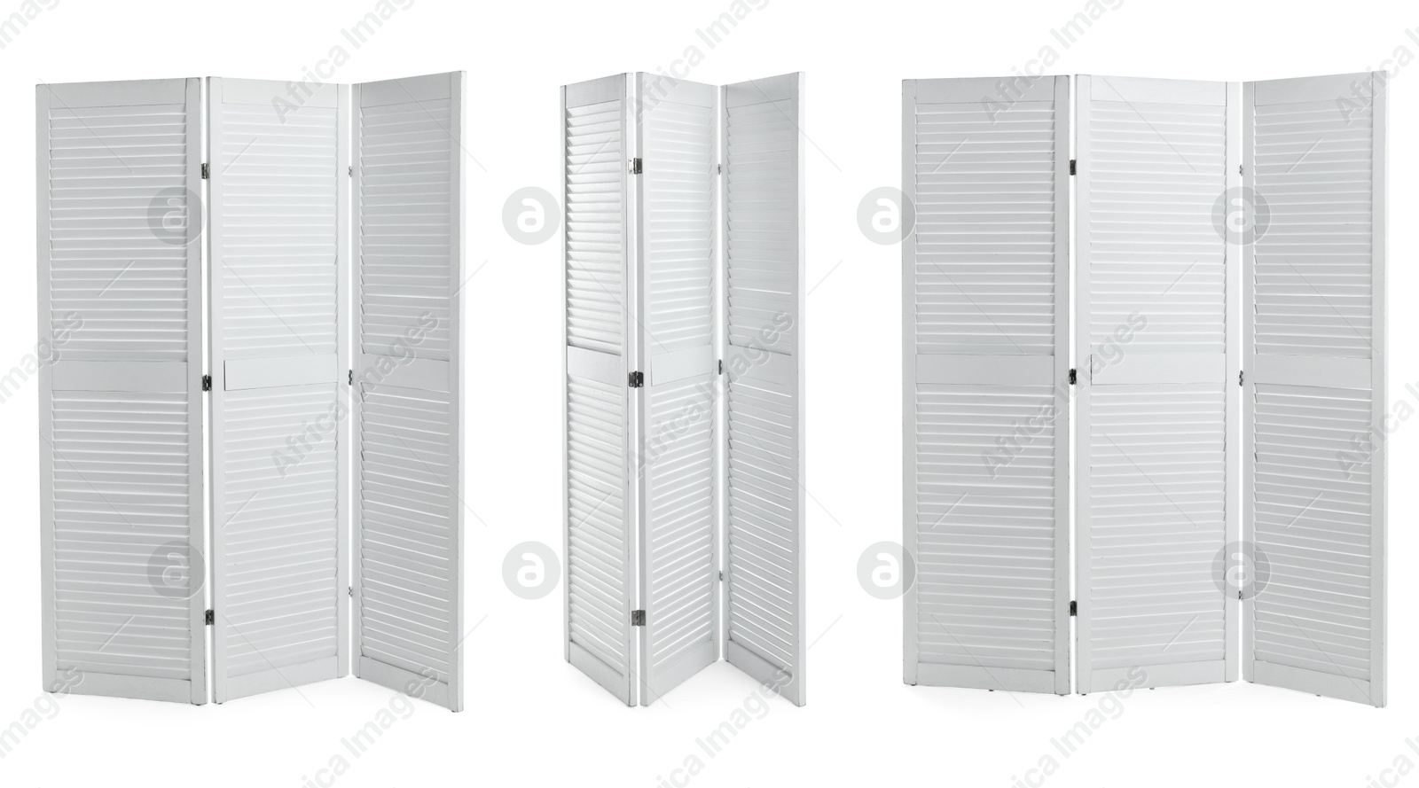 White folding screen isolated on white, collage. Stylish furniture Image of White folding screen isolated on white, collage. Stylish furniture