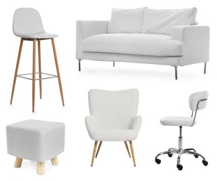 Image of Different white furniture isolated on white, set