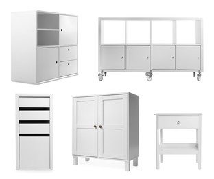Image of Different white furniture isolated on white, set