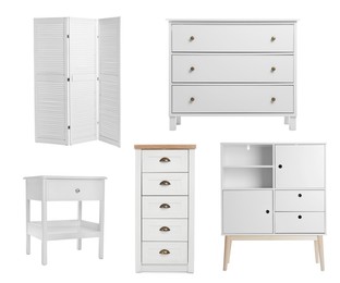 Image of Different white furniture isolated on white, set