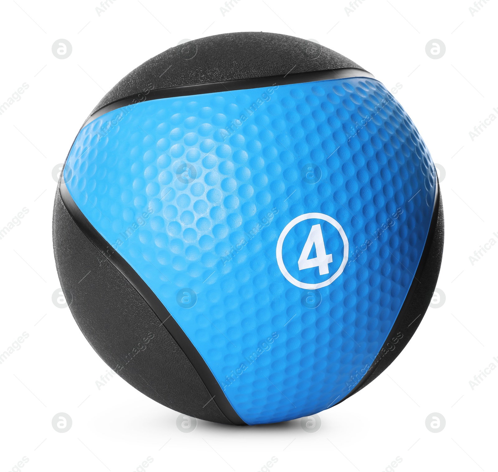 Blue and black medicine ball isolated on white Photo of Blue and black medicine ball isolated on white