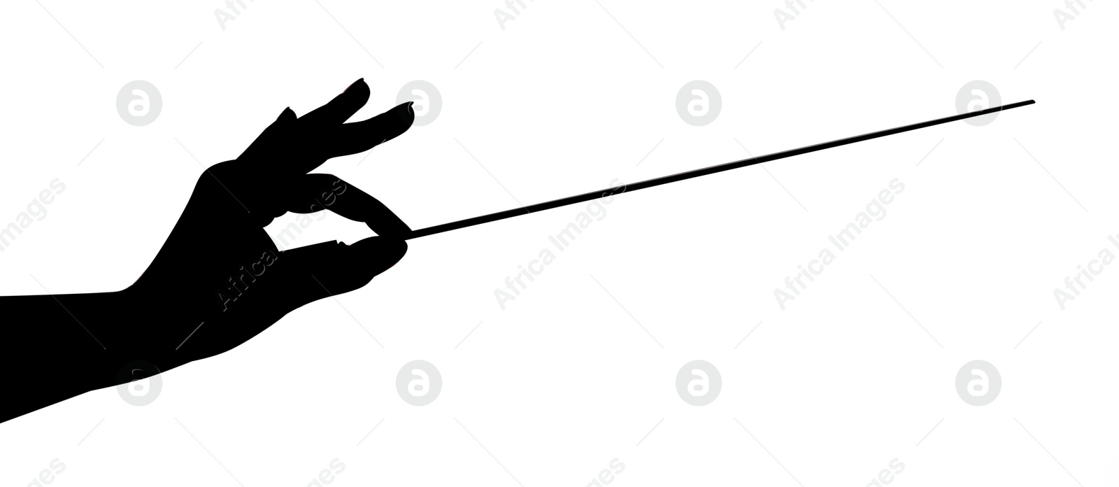 Silhouette of conductor with baton on white background, closeup Photo of Silhouette of conductor with baton on white background, closeup