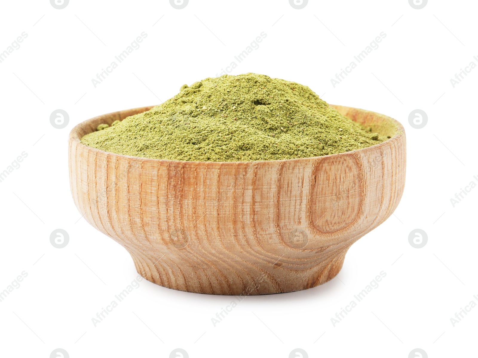 Superfood. Green onion powder in bowl isolated on white Photo of Superfood. Green onion powder in bowl isolated on white