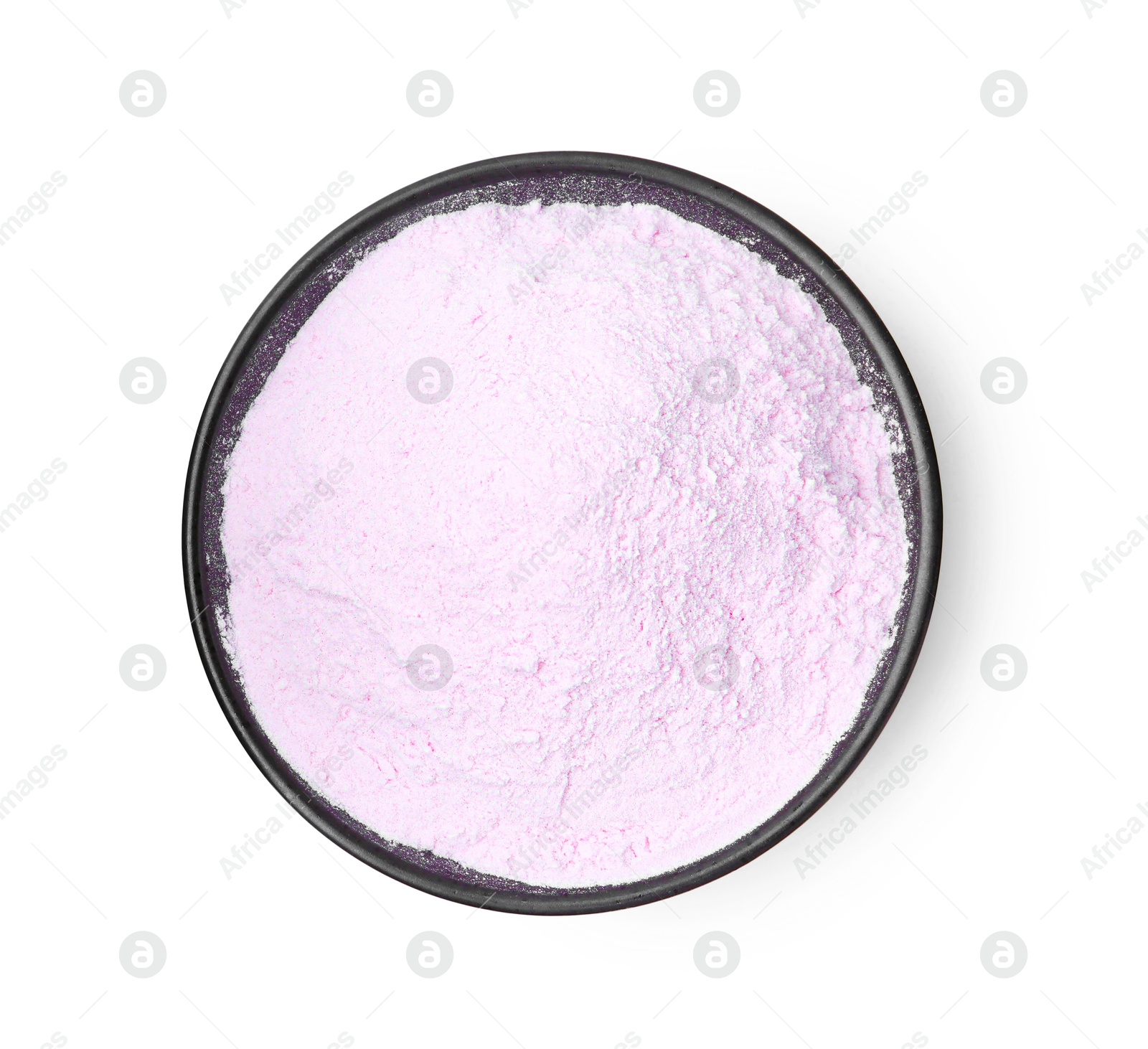 Superfood. Acerola powder in bowl isolated on white, top view Photo of Superfood. Acerola powder in bowl isolated on white, top view