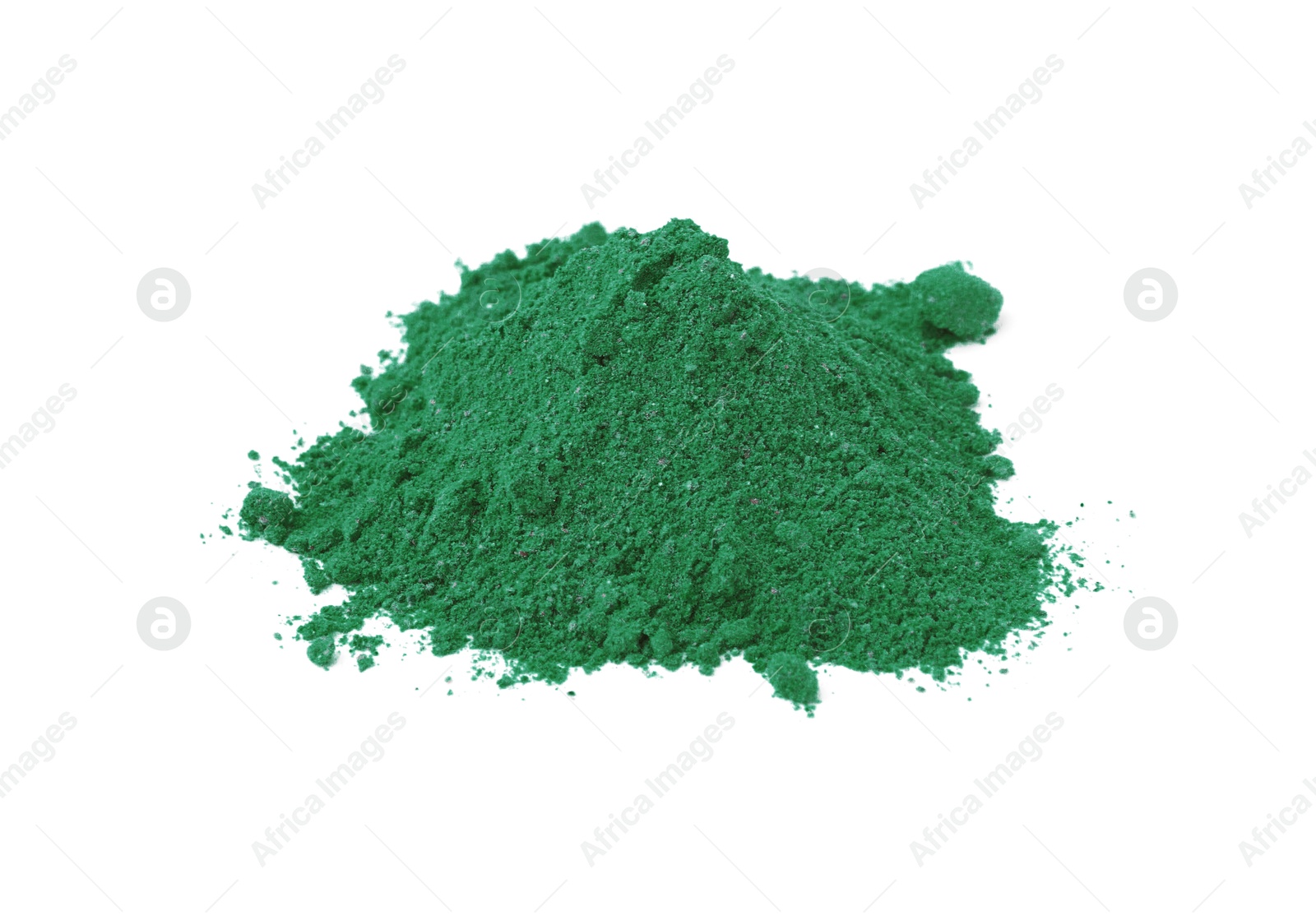 Superfood. Pile of light green powder isolated on white Photo of Superfood. Pile of light green powder isolated on white