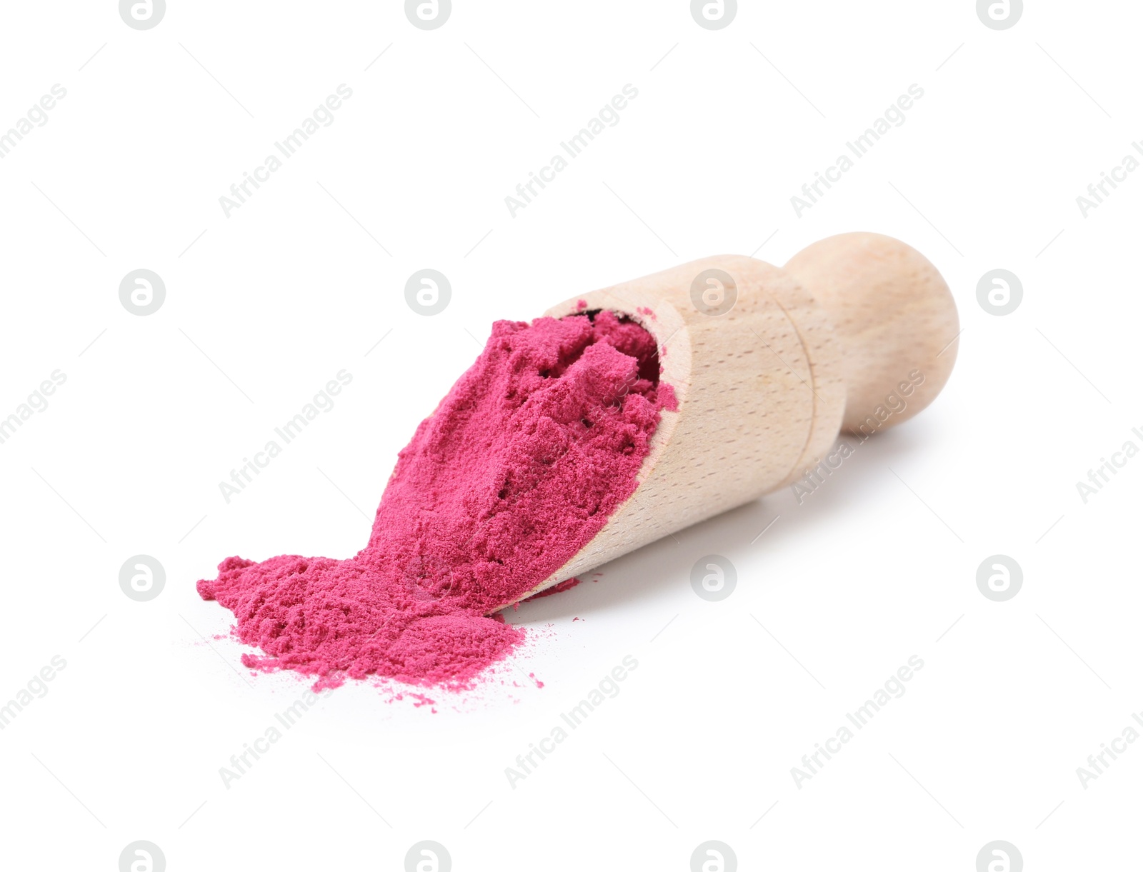 Superfood. Acai powder and scoop isolated on white Photo of Superfood. Acai powder and scoop isolated on white
