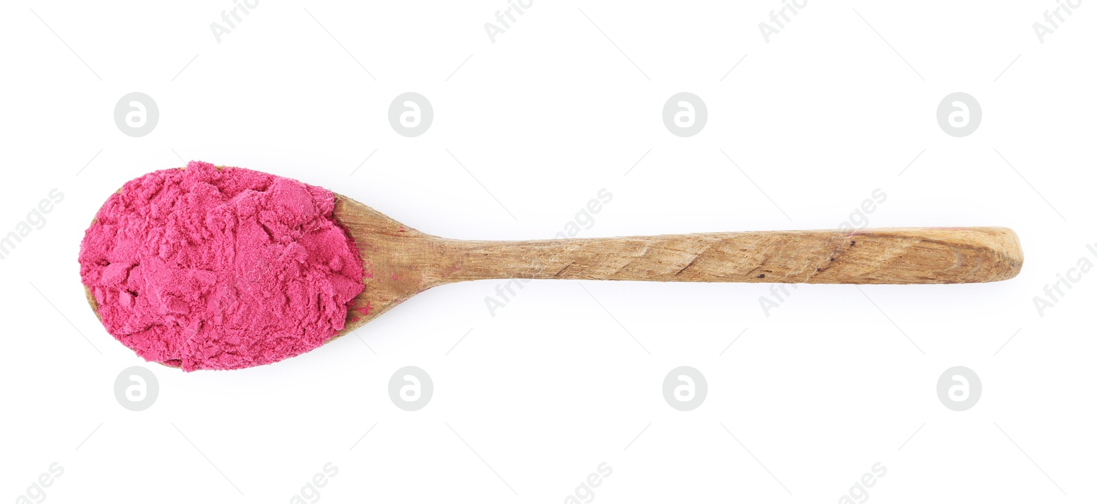 Superfood. Acai powder isolated on white, top view Photo of Superfood. Acai powder isolated on white, top view