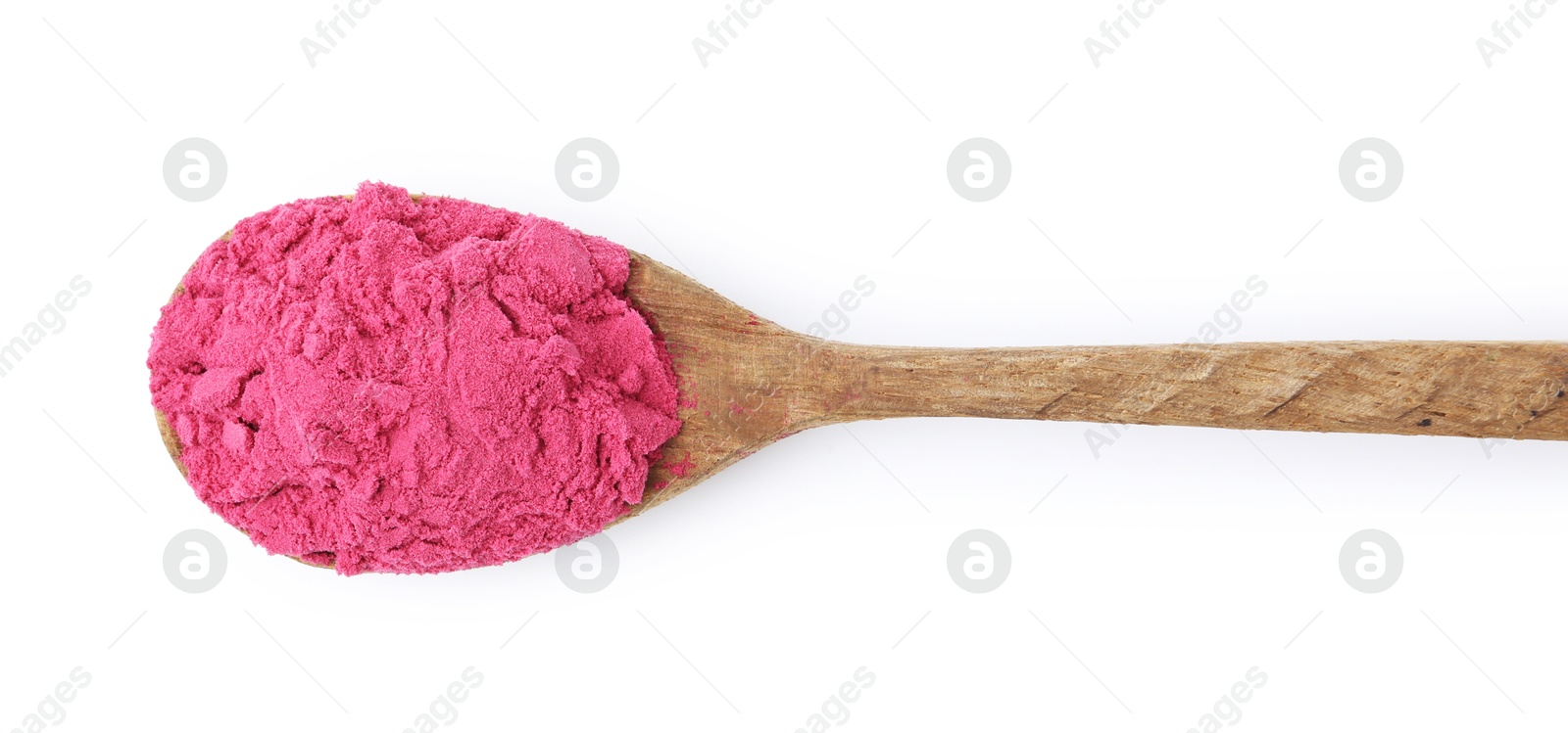 Superfood. Acai powder isolated on white, top view Photo of Superfood. Acai powder isolated on white, top view