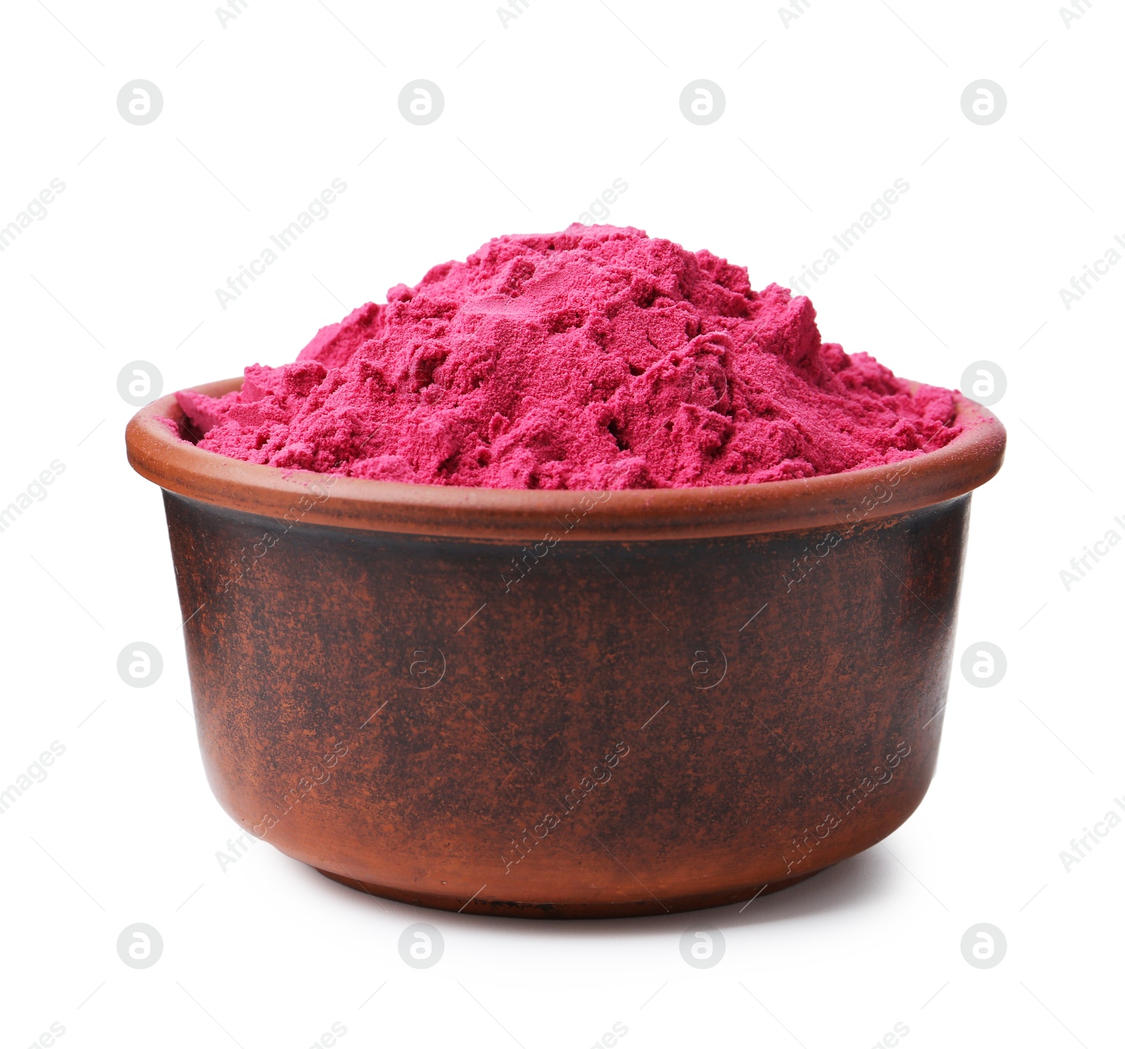 Superfood. Acai powder in bowl isolated on white Photo of Superfood. Acai powder in bowl isolated on white