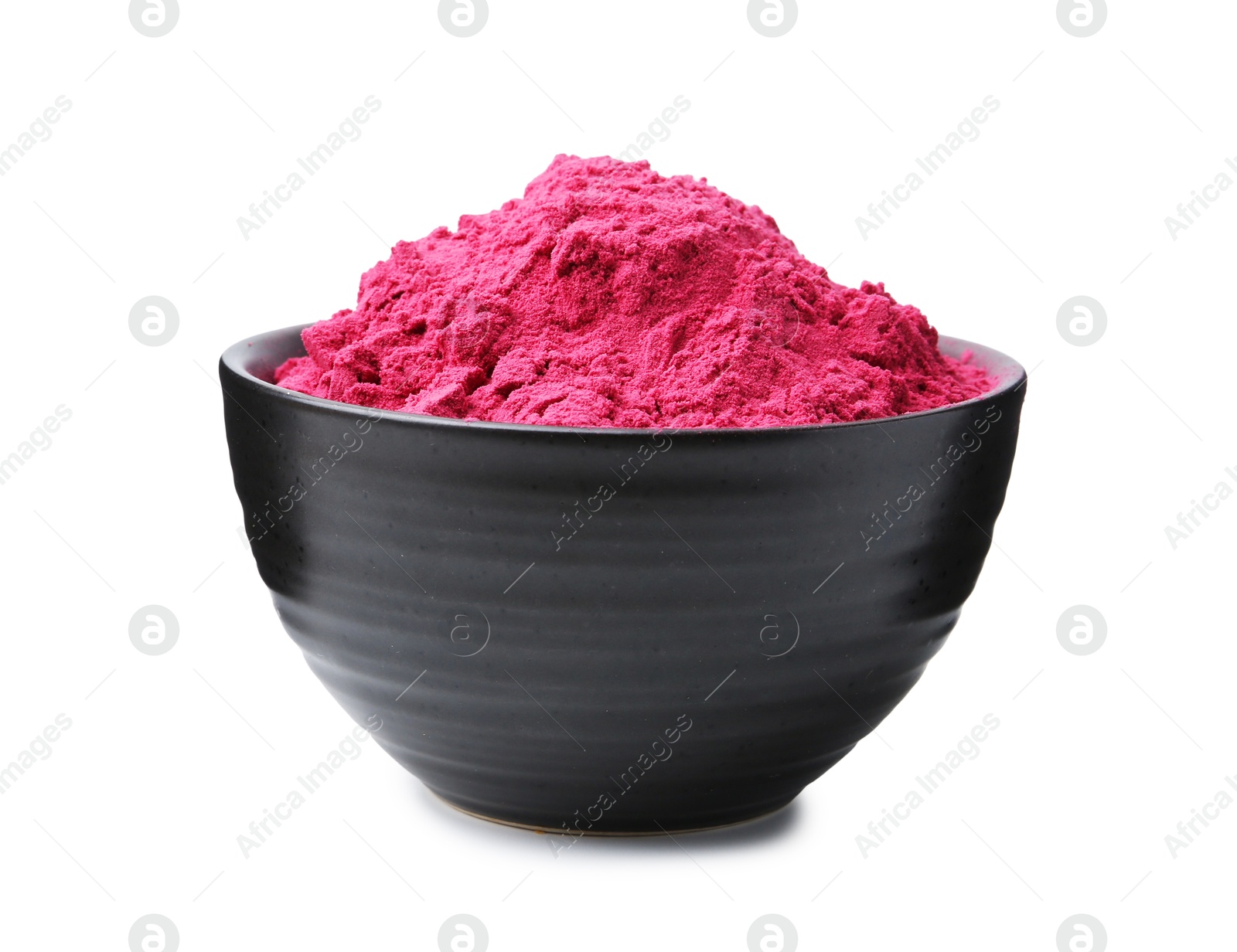 Superfood. Acai powder in bowl isolated on white Photo of Superfood. Acai powder in bowl isolated on white