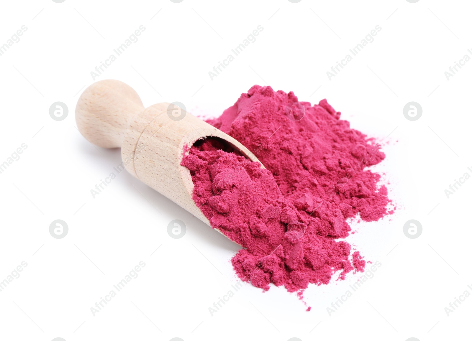 Superfood. Acai powder and scoop isolated on white Photo of Superfood. Acai powder and scoop isolated on white